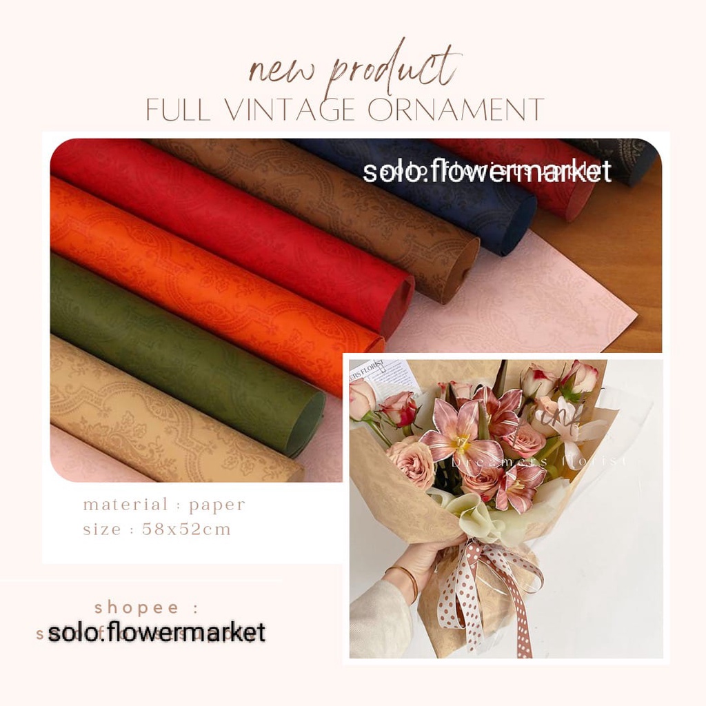 

FULL VINTAGE ORNAMENT EMBOSS WRAPPING PAPER GOLD LINE FLOWER WRAP CELLOPHANE PEMBUNGKUS BUNGA BUKET BUNGA KERTAS BOUQUET MONEY BOUQUET CRAFT PAPER SPUNBOND KERTAS KADO GIFT FLORIST ARTIFICIAL FLOWER HADIAH BUKET BUNGA KADO