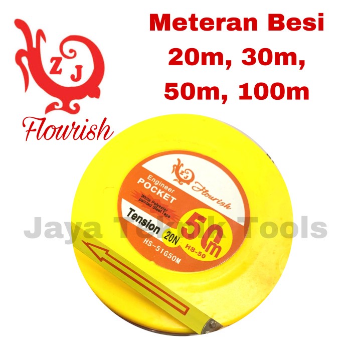 Meteran Besi 20 30 meter Plat Gulung Roll Flourish Fleksibel Flexible