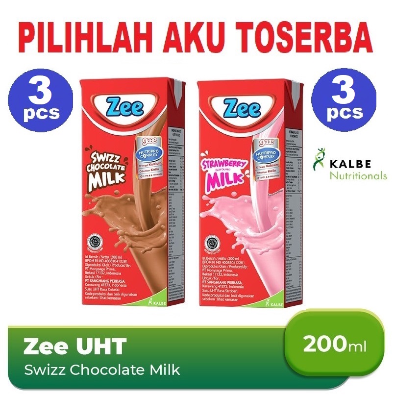 Susu ZEE UHT 2 RASA MIX 200 ML - ( HARGA PAKET isi 6 kotak )