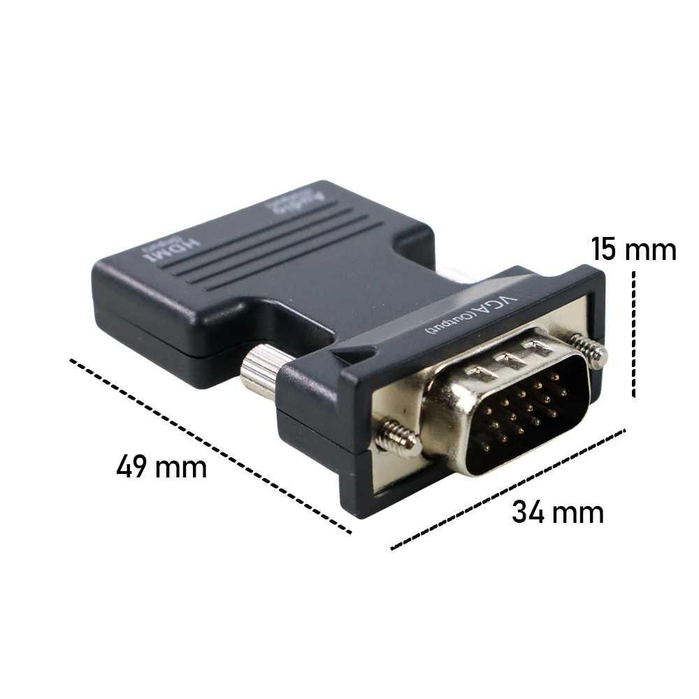 Adaptor Converter HDTV Female to VGA Male 1080P Audio Port - HV1002 - Black