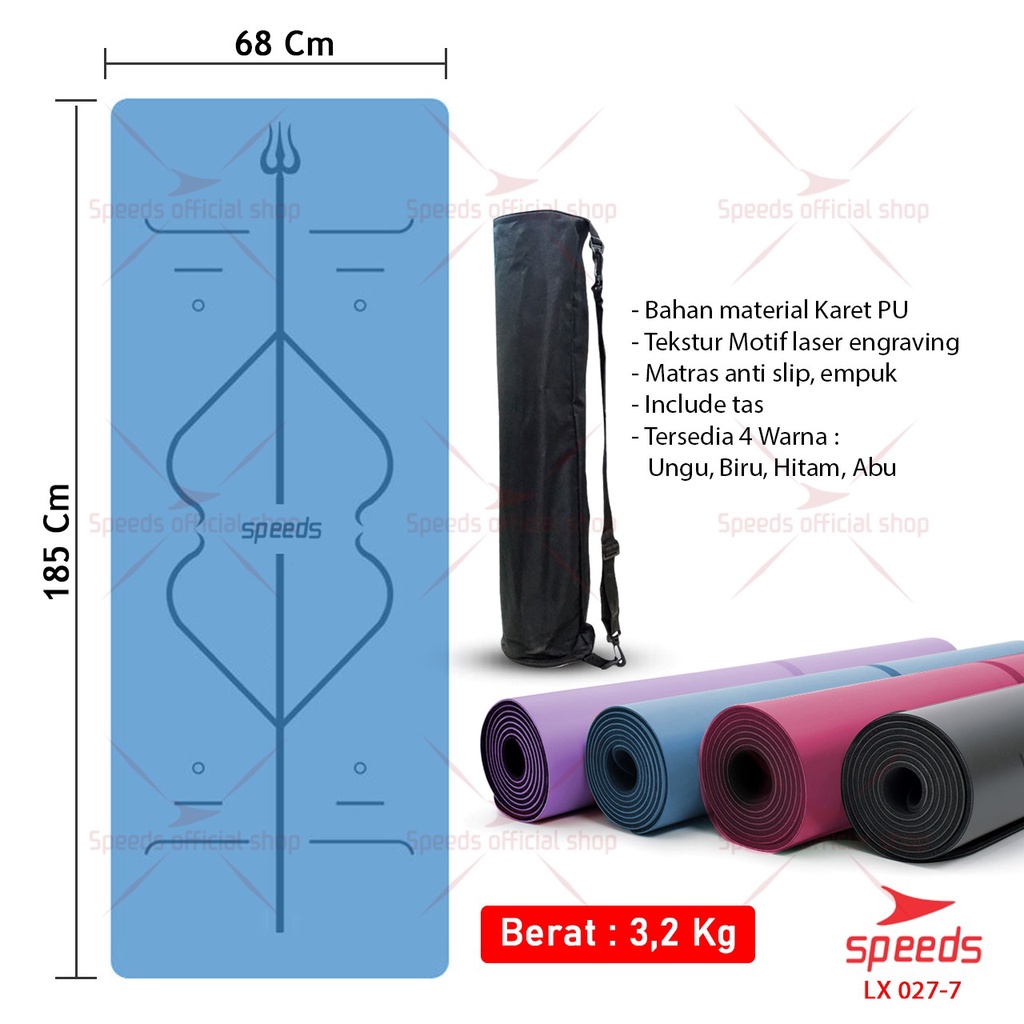 SPEEDS Matras Yoga Mat Pu Karet Matras Premium Karpet Spons Speeds bonus tas 027-7