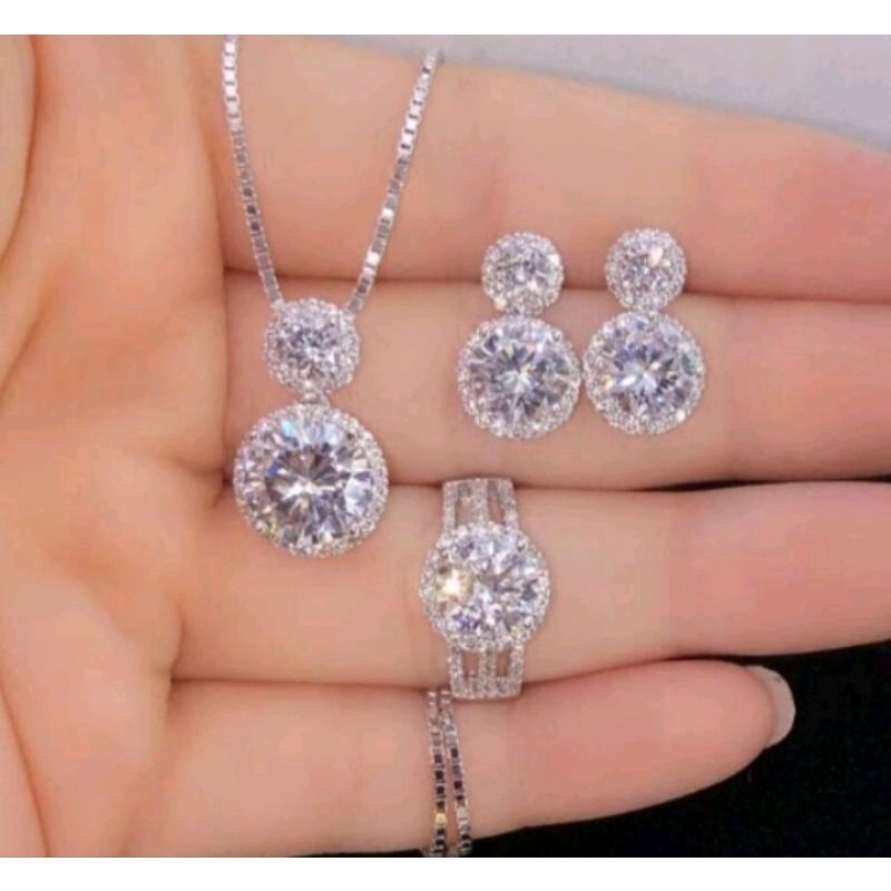 set perhiasan titanium silver