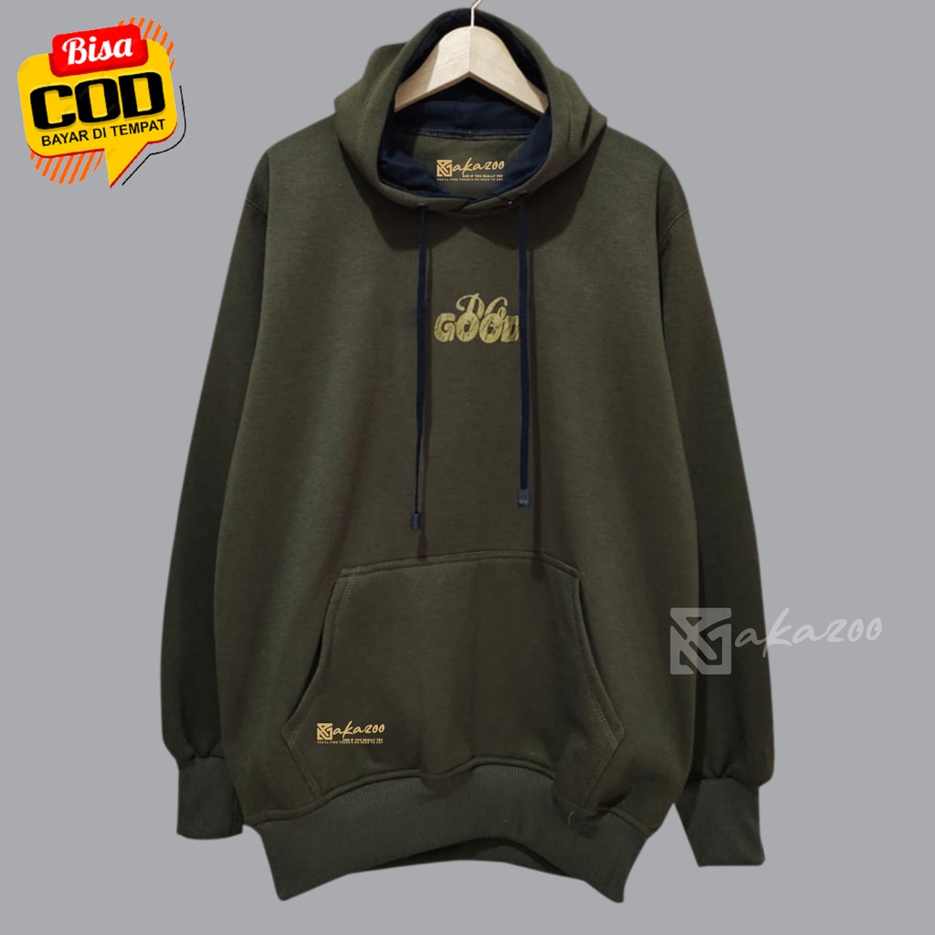 ziper hoodie pria original Sablon dg good Warna Hijau Army sweater pria distro jumbo hoodie oversize korean style pria hoodie akazoo