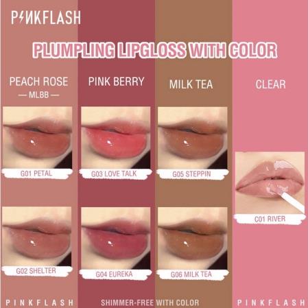 ^ KYRA ^ Pinkflash Lip Gloss Lasting Lipgloss Moisturizing Shine and Shimmer Plumping Pink Flash PF-L02