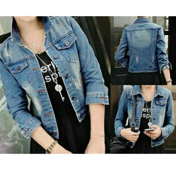 [ART. 1996 JAKET WELLY PRADA RIPPED / Jacket jeans sobek wanita/ jaket denim jeans wanita