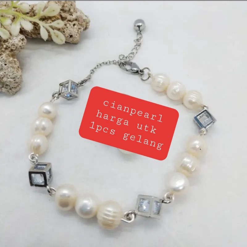 gelang mutiara air tawar mix batu zircon gelang mutiara air tawar silver gelang mutiara air tawar me