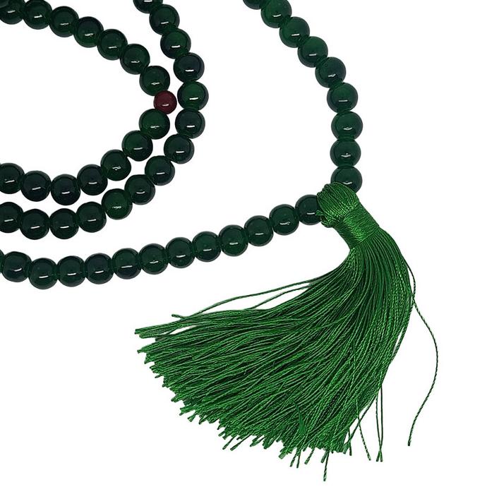 Tasbih 99 Butir Batu Giok  Cina 8mm Hijau Tua - VeE Kalung Muslim