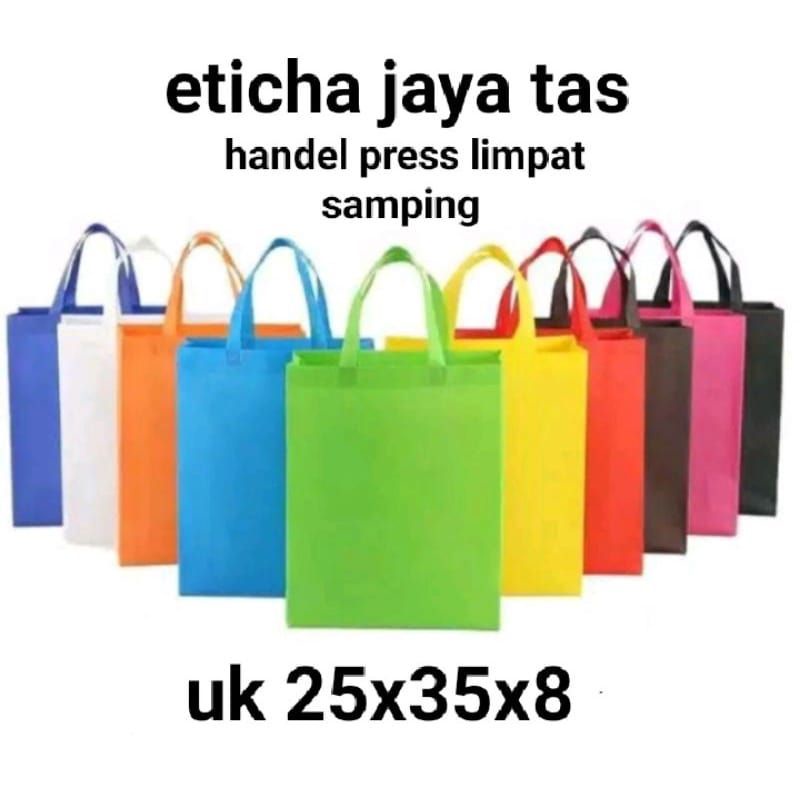 tas spun bond press/goodie bag tas handel 25x35x8 per lusin isi 12 psc