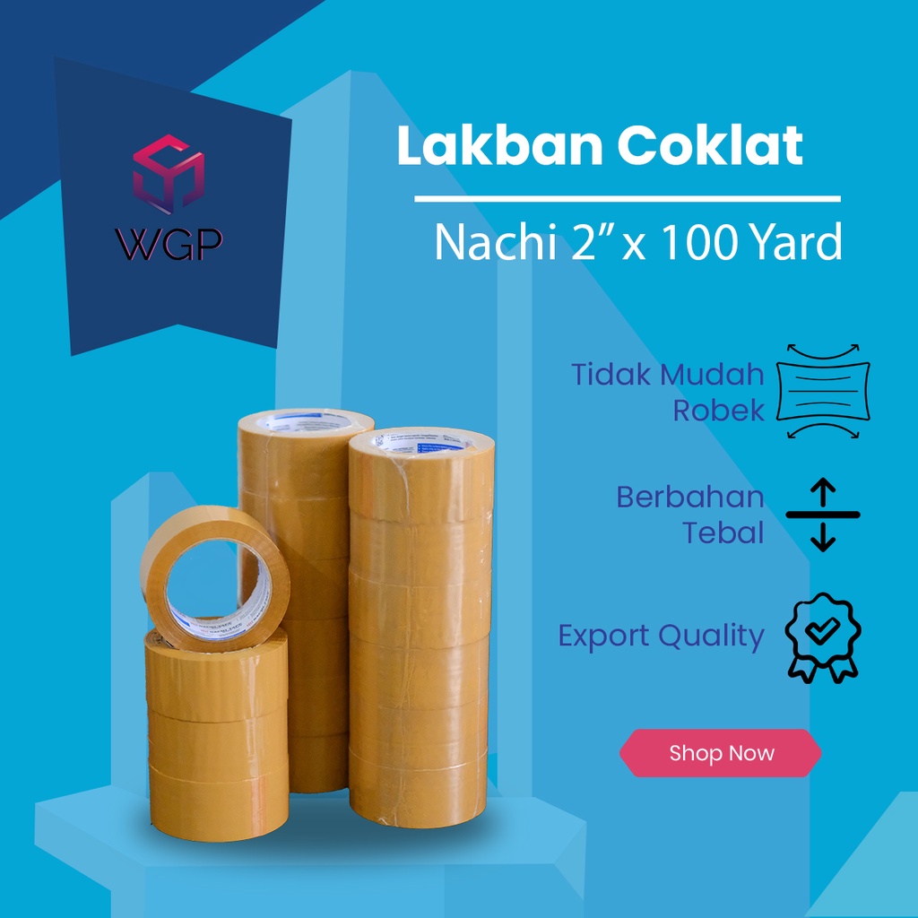 

Lakban Packing Isolasi Tape Coklat Nachi 2” x 100 yard Original