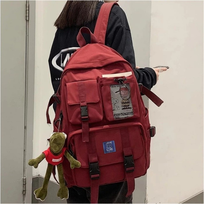 Tas Ransel Pria TAS 3 IN 1 ransel BAGUS HITAM GEMBLOK laptop pria wanita MURAH GROSIR - maroon(P8V1)