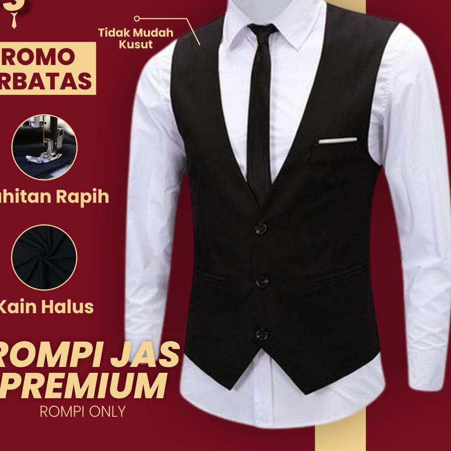♕ ROMPI JAS FORMAL PRIA COWOK FORMAL - HITAM MERAH PUTIH ABU ♥
