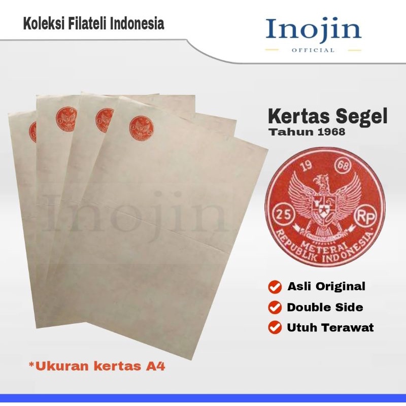 

Kertas Segel Tahun 1968 Double Side Asli Original