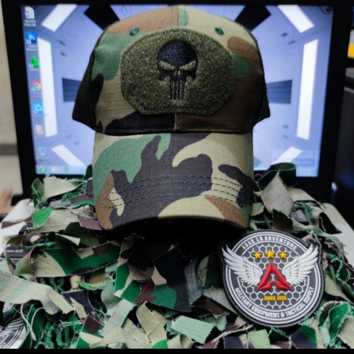 hat / topi punisher premium woodland import