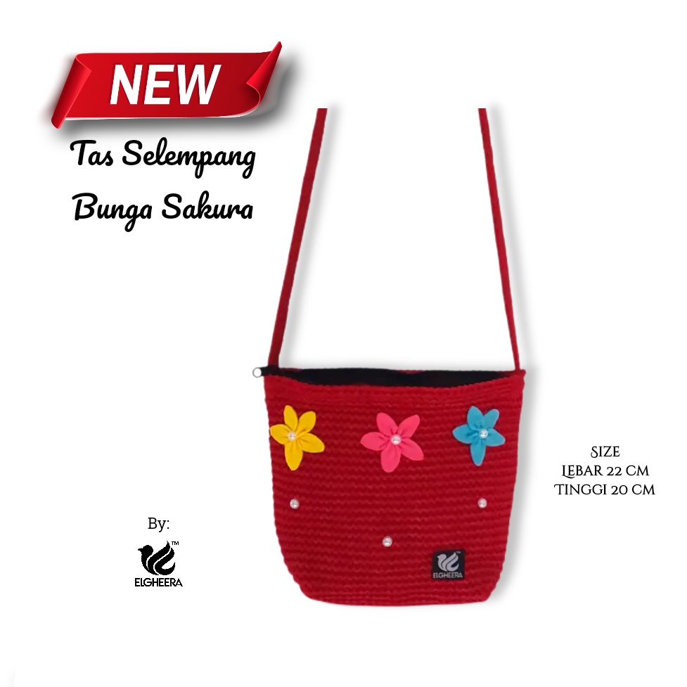 Tas Selempang Wanita Bunga Sakura 22cm x 20cm