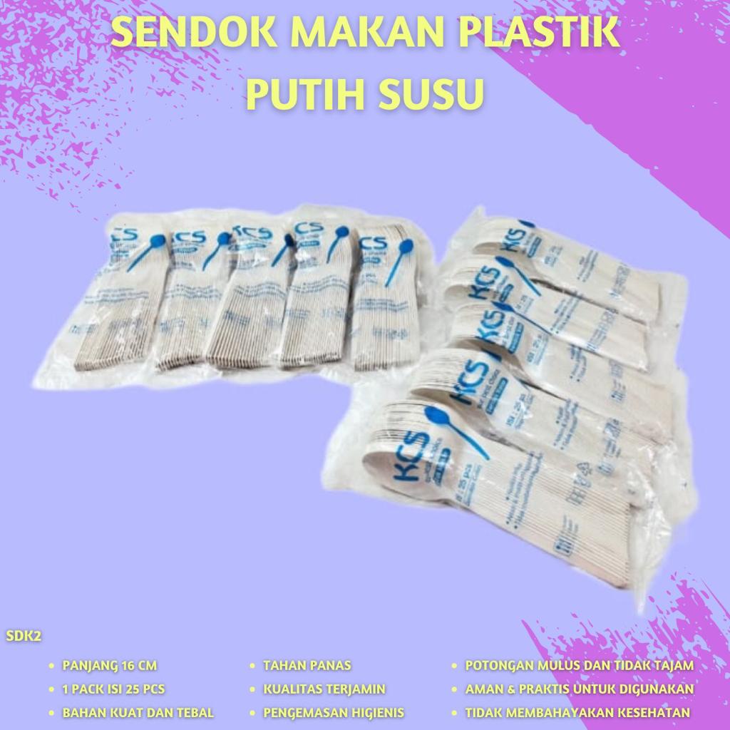 Sendok Makan Sendok Plastik Warna Putih Susu (Isi 25 Pcs-SDK2)