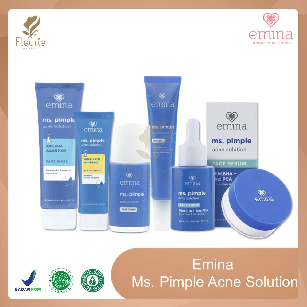 EMINA Ms. Pimple Acne Solution Series (Face wash, Toner, Moisturizing, Spot Gel) Original BPOM