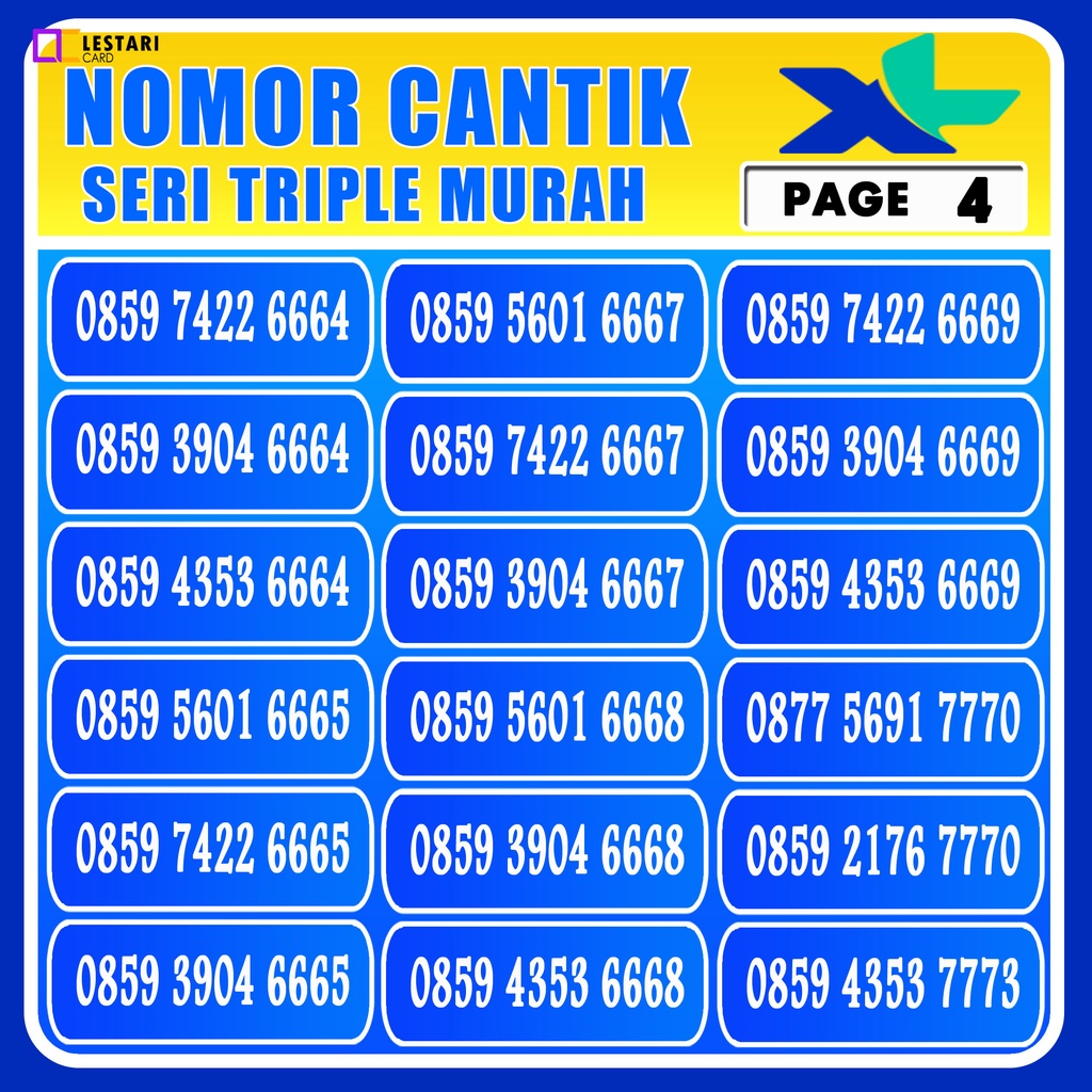 Nomor Cantik XL Seri Triple Murah