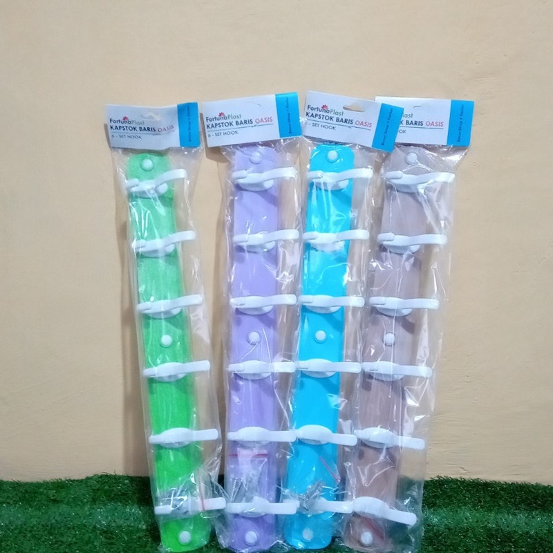 Kapstok Oasis Hanger Gantungan Pakaian Baju Dinding Plastik - 6 Kait + Skrup 1111HP