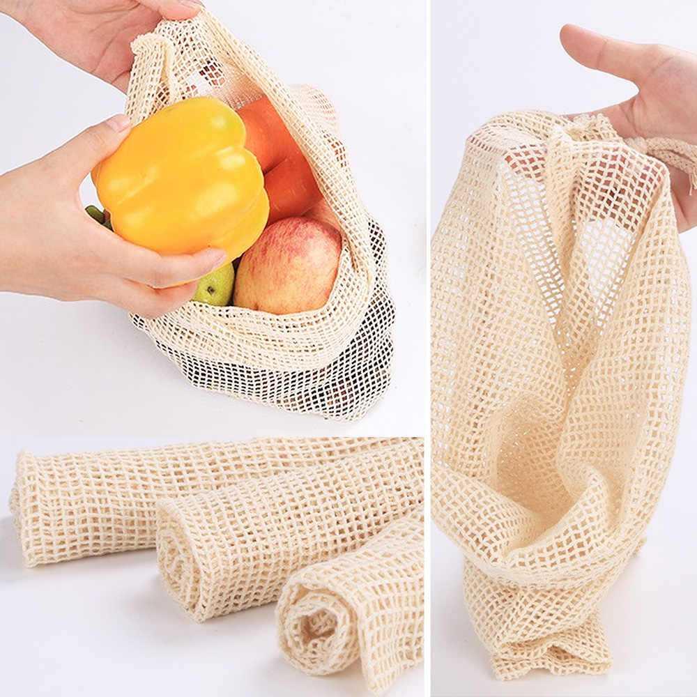 Tas Belanja Lipat Vegetable and Fruit Cotton Mesh Bag - BG1 - Light Gray