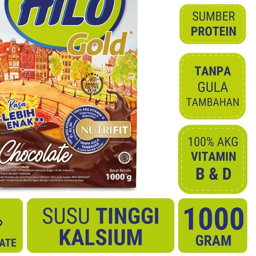 

℗ HiLo Gold Chocolate 1000 gram - Susu Tinggi Kalsium Lebih Rendah Lemak ♬