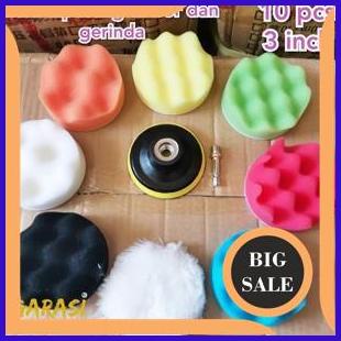 busa poles set 3 inch 10 pcs sponge spon wol poles mobil motor pad velcro baut konektor bor 1M4R23 p