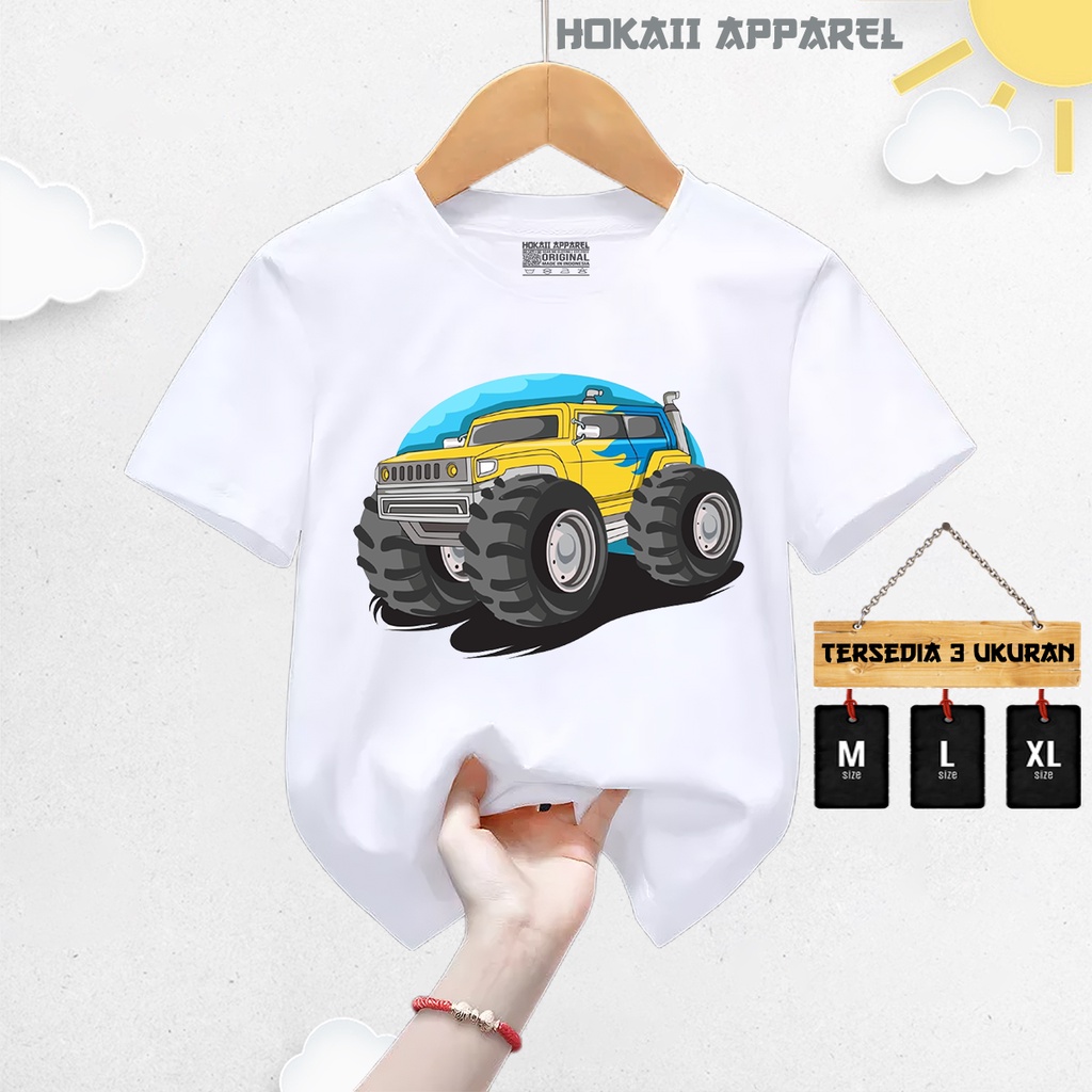 Kaos Distro Anak Laki laki Umur 3-9 tahun Lengan pendek Truk Monster 02 | Baju Kaos Unisex Plesetan 