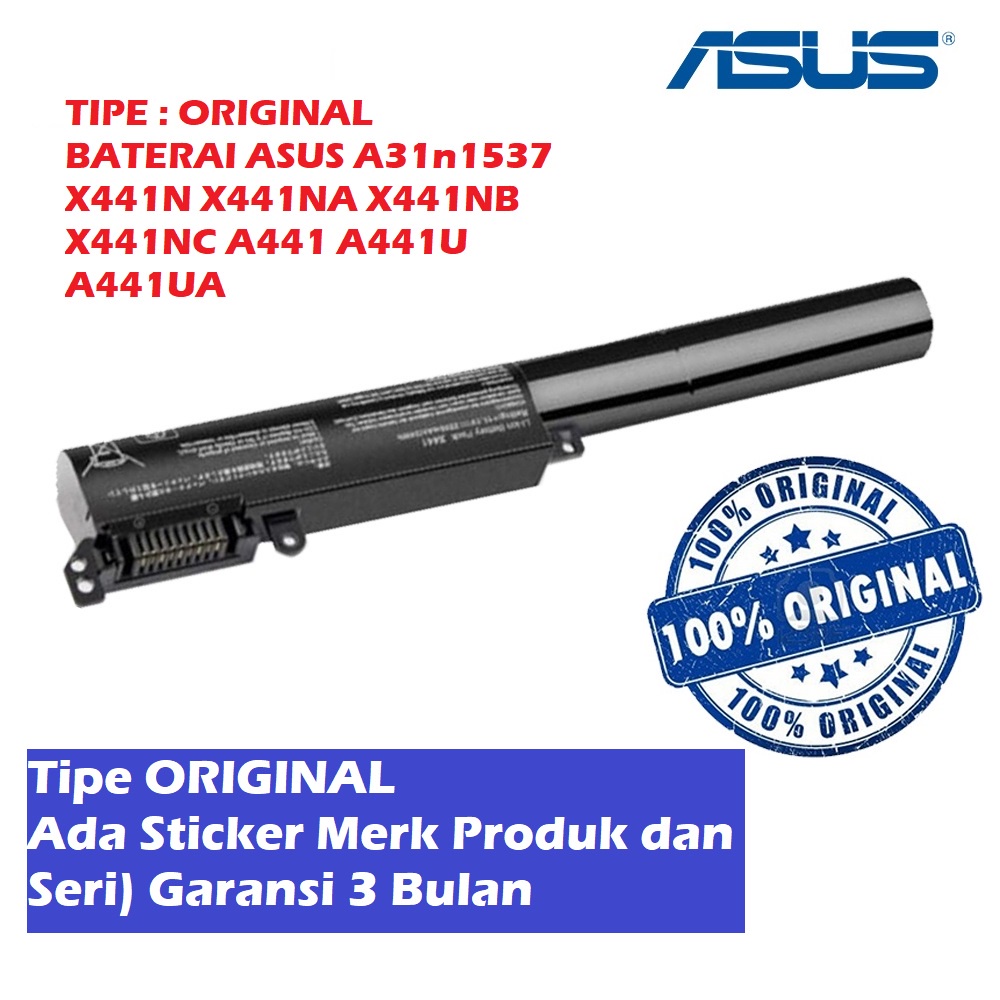 ORIGINAL BATERAI ASUS A31n1537 X441 X441S X441SA X441SC X441U X441UA X441UB X441UV X441UX X441B X441BA X441M X441MA X441MB X441N X441NA X441NB X441NC A441 A441U A441UA A441UV A441S A441SA A441SC R414 R414B R414BA R414M R414MA R414MB R414S R414SA R414SC