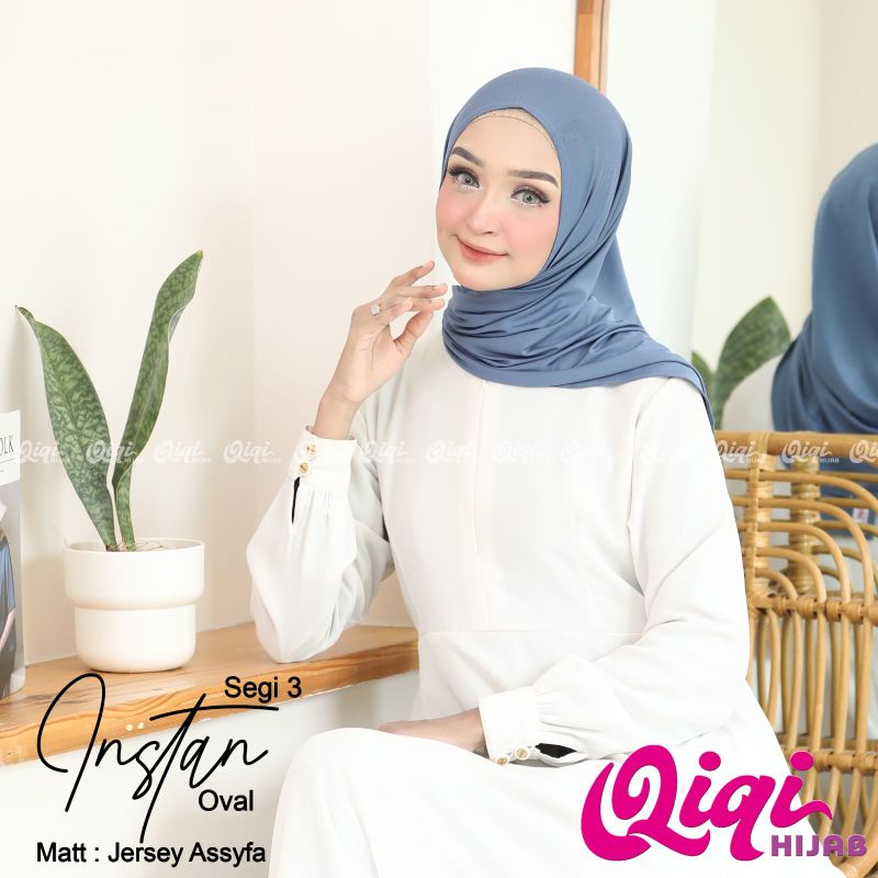 (Qiqi Hijab) SEGITIGA INSTAN OVAL •jilbab instan jersey assyfa•segitiga oval instan