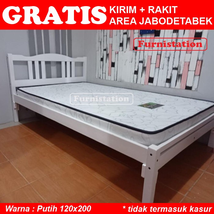 Terlaris Double Bed / Ranjang Kayu / Tempat Tidur Medium Ukuran 120 X 200