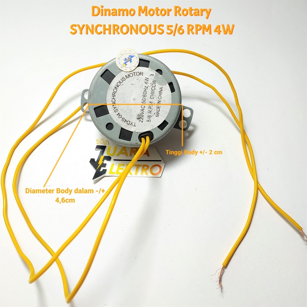 DINAMO MOTOR ROTARY SYNCHRONOUS 5/6 RPM 4W | Dinamo Motor Kipas Angin | Rotari Swing Dinamo Kipas TYD49-04