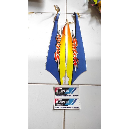 striping stiker lis bodi belakang biru satria hiu original