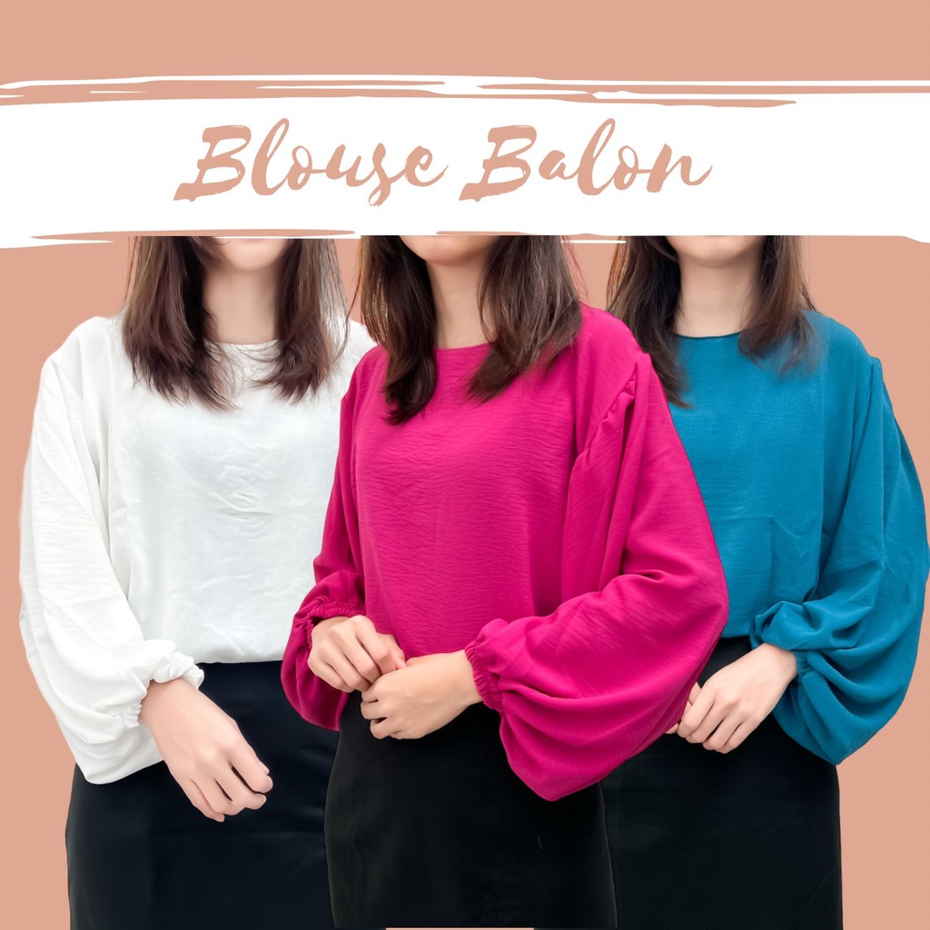 CYLA BLOUSE LENGAN BALON BAJU KEKINIAN SHIRT CASUAL WANITA