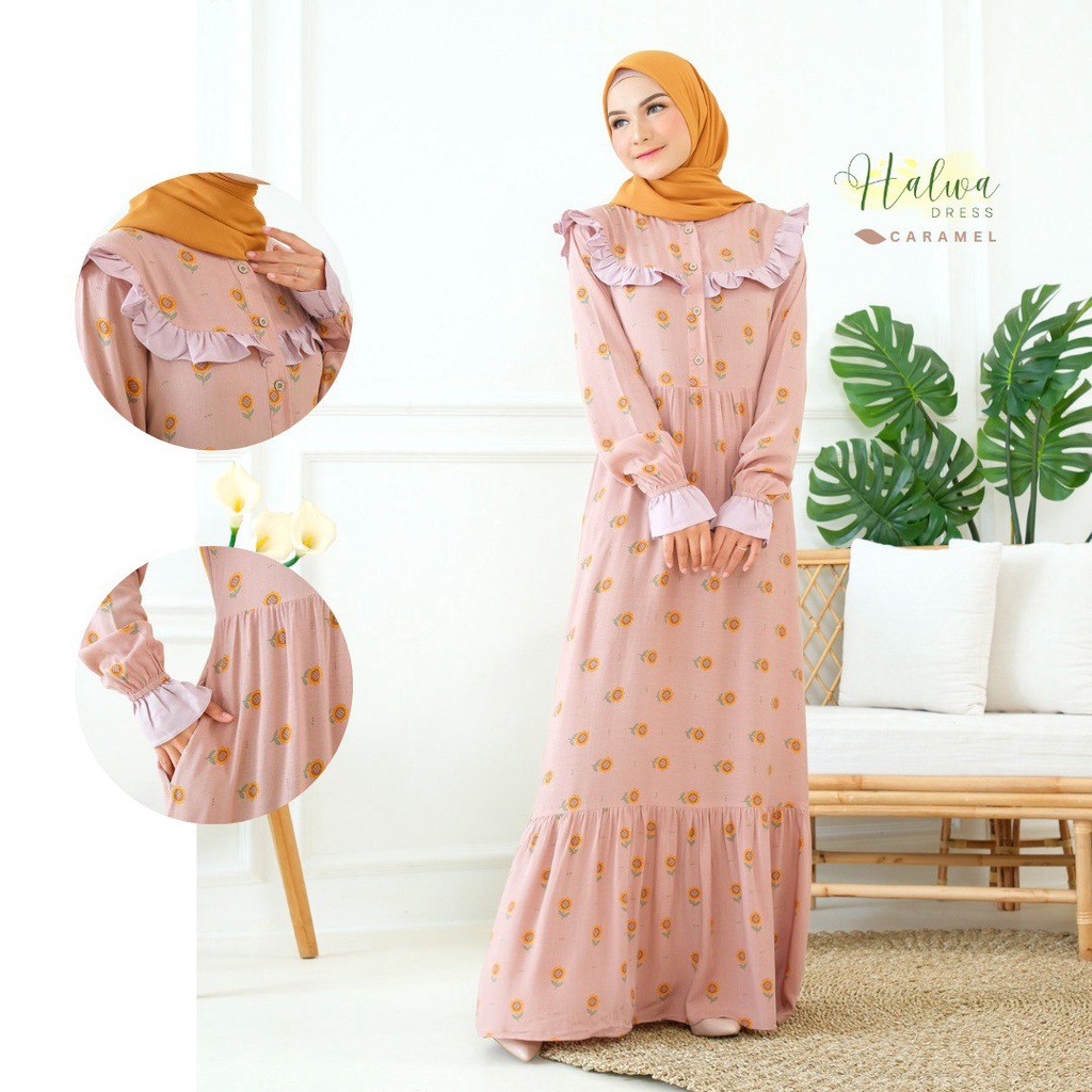 Riskirich Halwa Gamis Homedress Kiyowo Bahan Rayon Valencia Premium