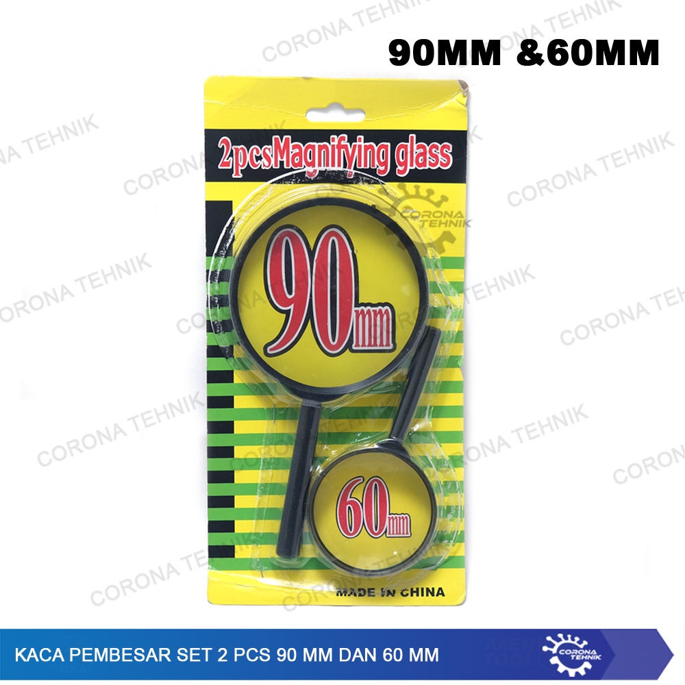 Set 2 Pcs 90 mm dan 60 mm Kaca Pembesar