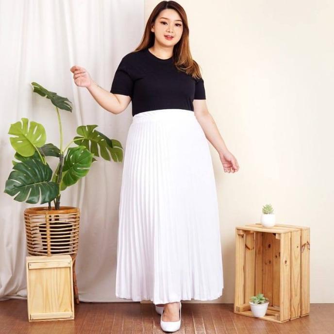 SANRES ROK PLISKET JUMBO PUTIH FURING XXXL / ROK JUMBO MUSLIM