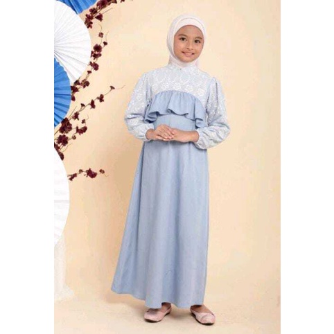 Zoya Gamis Anak Amei Girl Dress Navy Blue Denim