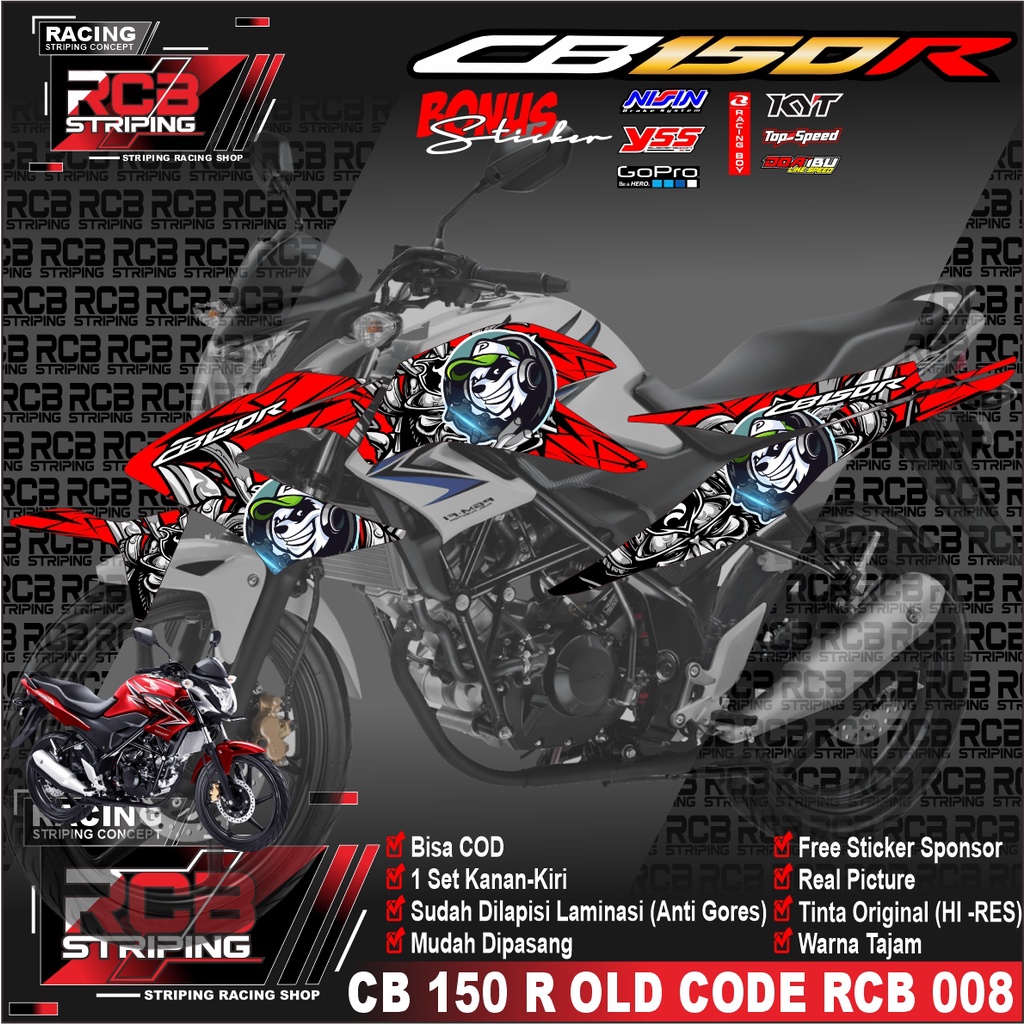 striping variasi cb150 r lama // cb 150 r old // cb 150 r motif Panda Racing Keren desain. Rcb 008
