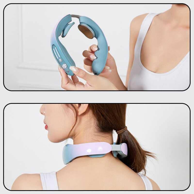 Alat Pijat Leher Neck Massager Compress Rechargeable - K05 - Blue