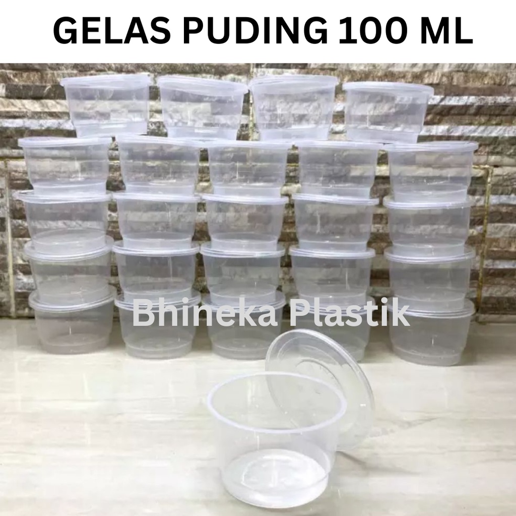 Gelas Puding+Tutup Isi 50 Pcs / Cup Puding, Cup Saos, Thinwall Puding - CupPuding 100ML