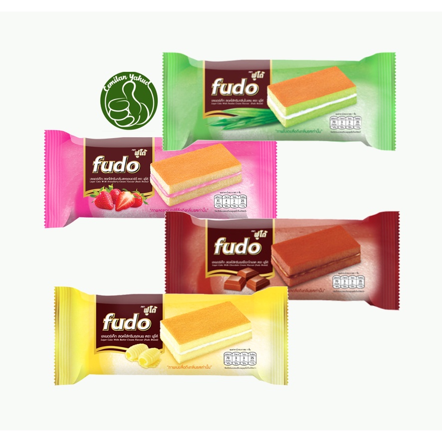 

Snack Fudo Layer Cake 16gr - Strawberry / Butter / Pandan / Coklat