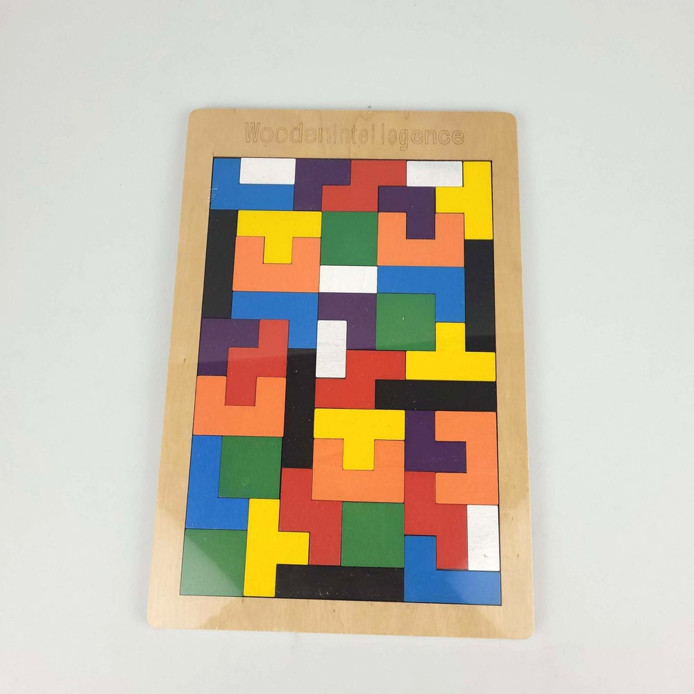 Mainan Puzzle Tangram Tetris Wooden Intelligence - Multi-Color