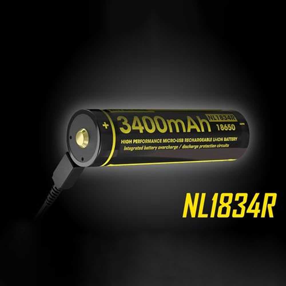 (BISA COD) FTIHSHP NITECORE 18650 Micro USB Rechargeable Li-ion Battery 3400mAh - NL1834R