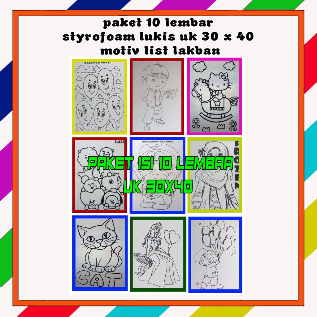 

Styrofoam motiv list lakban isi 10 lembar uk 30 x 40 cm