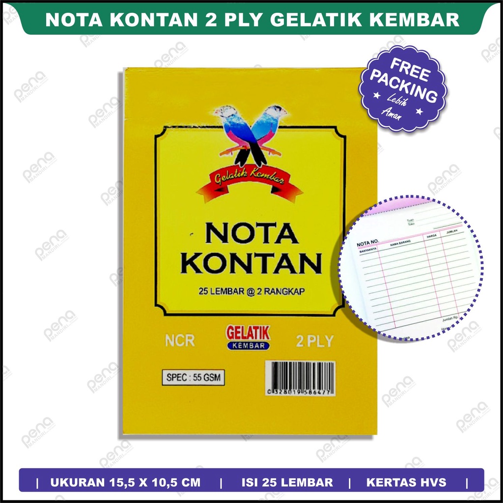 Nota Kontan Gelatik Kembar 2 Rangkap Ukuran Kecil