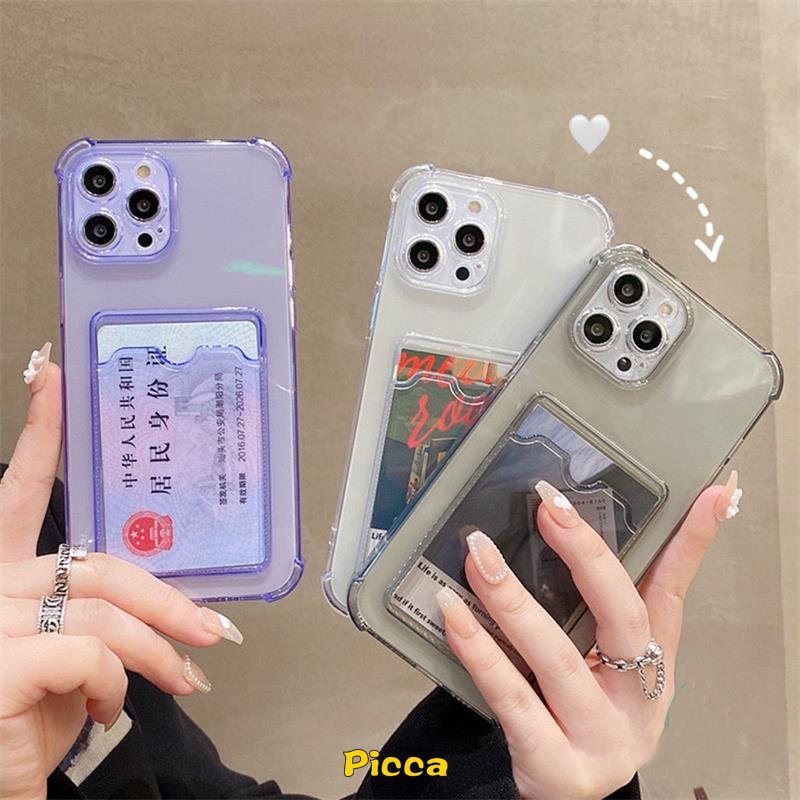 Casing Oppo A7 A76 A96 A55 A9 A5 2020 A36 A12E A12 A15 A16 A95 A35 A74 A3S A11K A15S A5S A11Reno 8 5G 76 Bening Tempat Kartu Dompet Shockproof Tpu Back Cover Phone Case