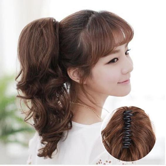 Cpt Hair Clip Jepitan Ponytail Curly Wavy Rambut Palsu Kuncir Kuda