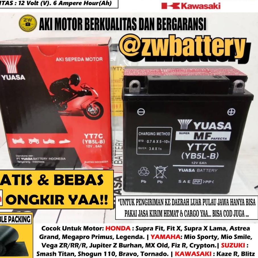 ➣ AKI MOTOR MIO SPORTY, MIO SMILE, VEGA ZR, FIZ R YT7C YUASA ORI MF ➶