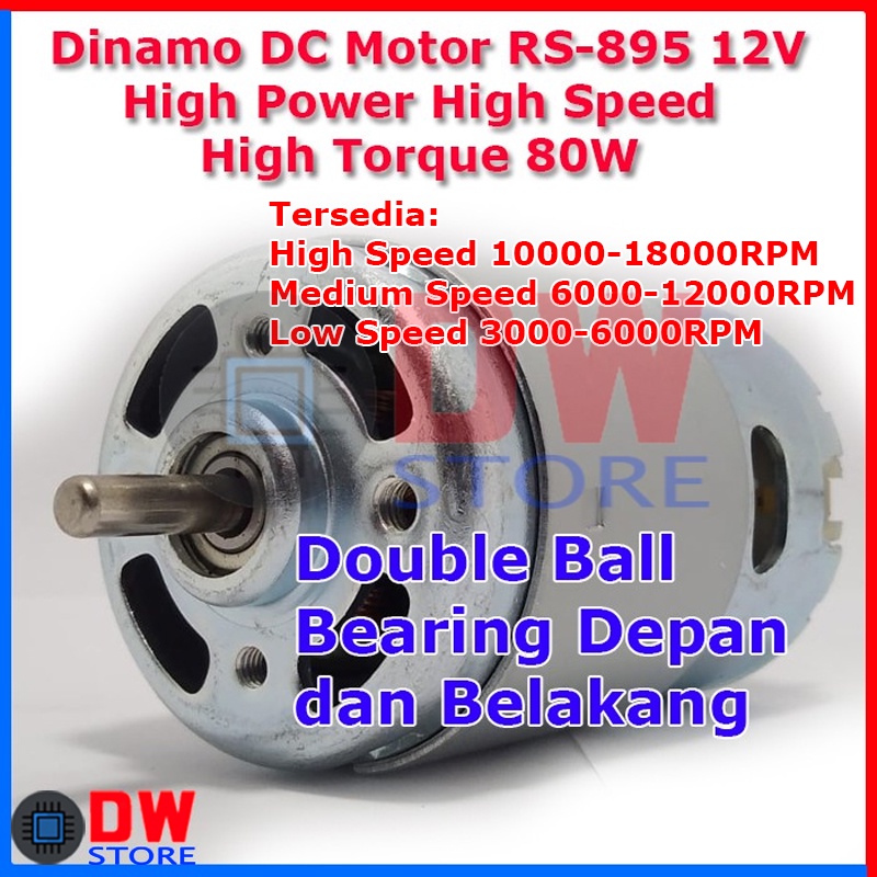 Dinamo DC Motor RS-895 895 12V 15V 18V 24V High Speed RPM Power Torque