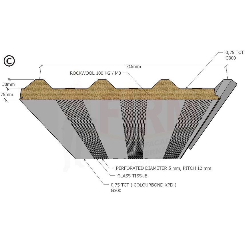 Sandwich Panel Rockwool Roof/Atap Color Standar / Color PVDF
