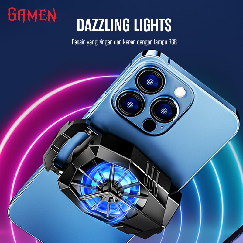 GAMEN GMR02  Fan Cooler Radiator Pendingin HP Cooling Fan Gaming RGB BISA UNTUK SEMUA HANDPHONE GARANSI 1TAHUN